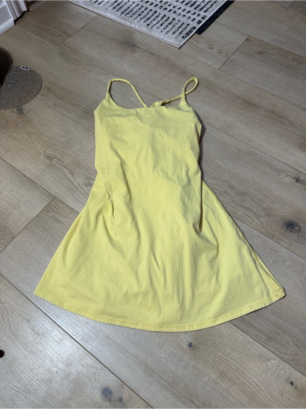 HALARA Lemon Yellow Spaghetti-Strap Mini Dress Size Large NWOT